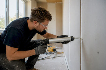 Applying acoustic sealant to drywall gap