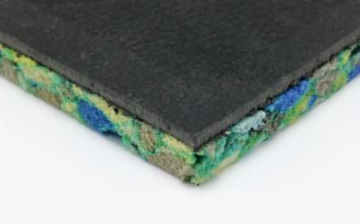 Close-up of a textured black and multicolored material on a white background