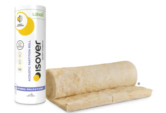 Roll of acoustic partition material with a canister labeled 'Lanae' on a white background