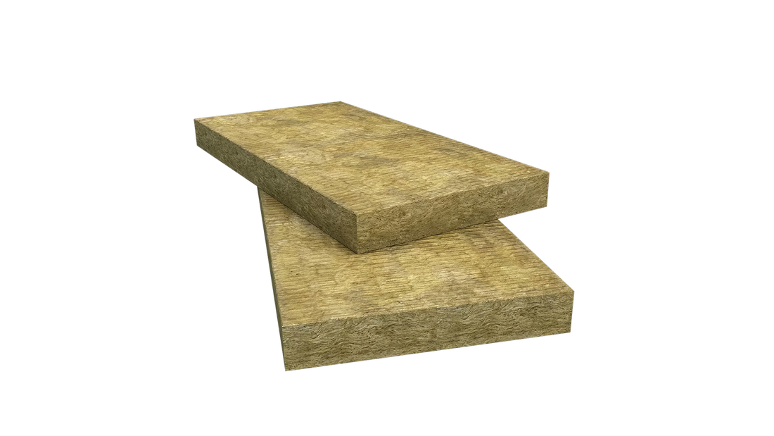 Rockwool insulation board with branding on a white background