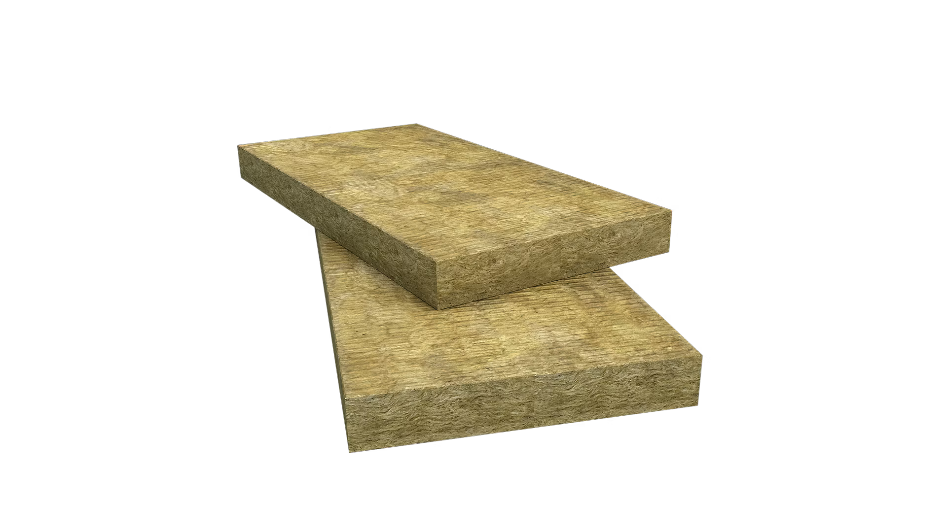 Two rectangular pieces of rockwool insulation on a white background