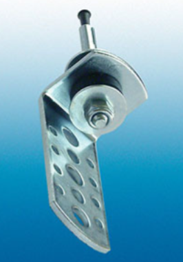 Metal bracket with holes on a blue gradient background