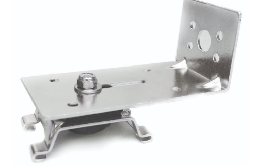 Metal mounting bracket on a white background