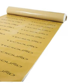 Roll of Tecsound soundproofing material on a white background